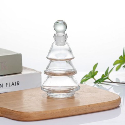 Unique Christmas-Tree-Shaped Aroma Glass Reed Diffuser Bottle 80ml Aromatherapy Essential Oil
