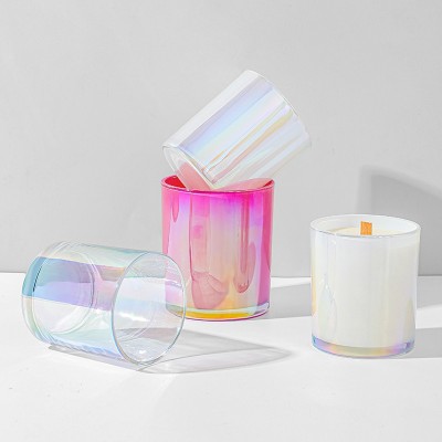 12 oz Colorful Iridescent White Gloss Candle Jar
