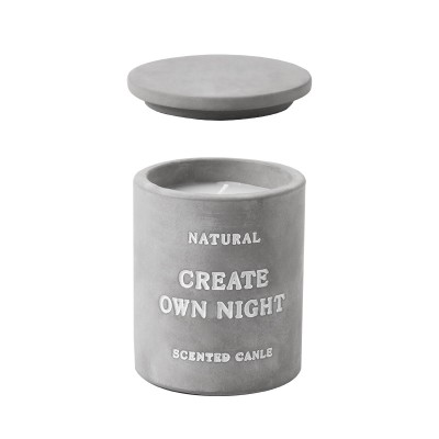 Custom Printed Logo Matte Modern Cylinder Concrete Container Cement Candle Vessel Jar Holder for Making