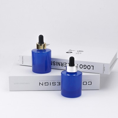 Whole Sale 20ml 30 50 100 Custom Color Blue Matte Glass Dropper Thick Bottom Bottles