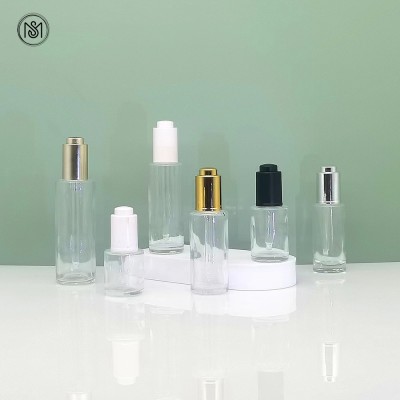 20ml 30 40 50 60 80 100 150 Round Amber Black Frosted Glass Flat Shoulder Essectial Oil Serum Dropper Bottle