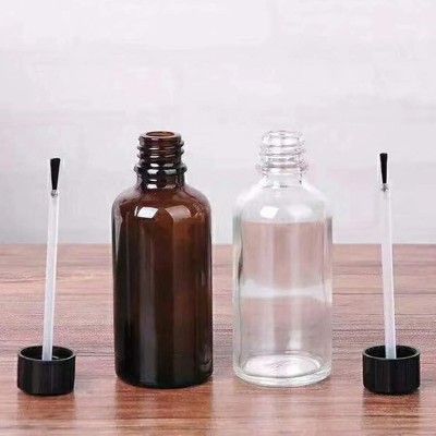 4 Pcs 20ml Empty Refillable Nail Polish Bottles Glass Varnish Containers with Brush Cap for Art