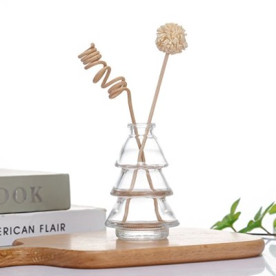Unique Christmas-Tree-Shaped Aroma Glass Reed Diffuser Bottle 80ml Aromatherapy Essential Oil