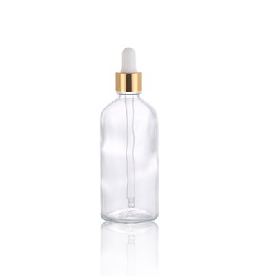 18-410 European Standard 100ml Multifunctional Unique Transparent Amber Glass Bottles with Dropper for Essential Oil