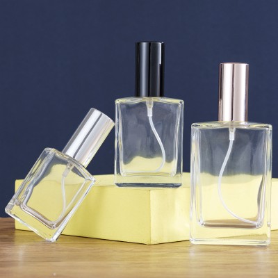 Factory Wholesale Classic Perfume Bottle Glass Empty Screw Flat square 30ml50100