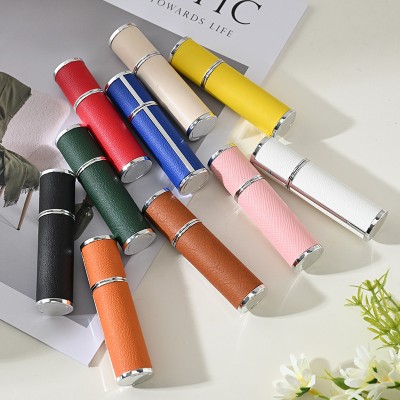 5ml Perfume Portioning Bottles, Leather High-end Cosmetic Spray Empty , Glass Inner Liner Portable