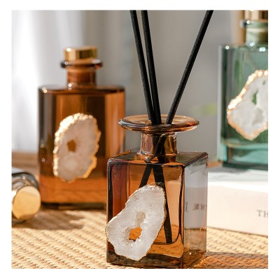 Luxury Bathroom Essential Oil Diffuser Reed  Sticks Jasmine Rose Brown Perfume Glass