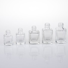 5ml to 15ml Empty Transparent Cosmetic Makeup Container Glass Nail Polish Oil Bottle with Brush Black Lid