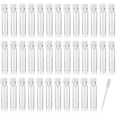 Stock 1ml 2ml Mini Glass Vial With Plastic Stopper Empty Glass Perfume Test Tube Sample Display Bottles