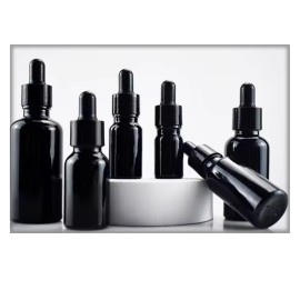 Luxury Customizable Logo Black Essential Oil Bottles,black Glass , Aluminium Bottle for