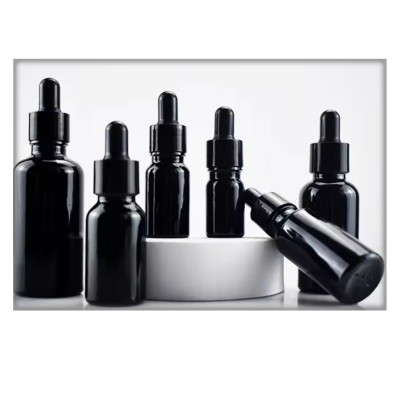 Luxury Customizable Logo Black Essential Oil Bottles,black Glass , Aluminium Bottle for