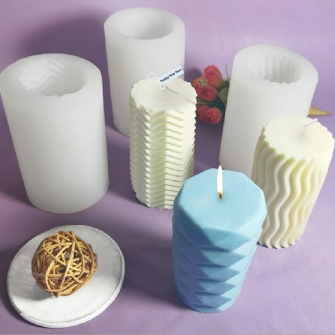New Cylindrical Pillar Candle DIY Diamond Shaped Aromatherapy Big Candle Silicone Mold