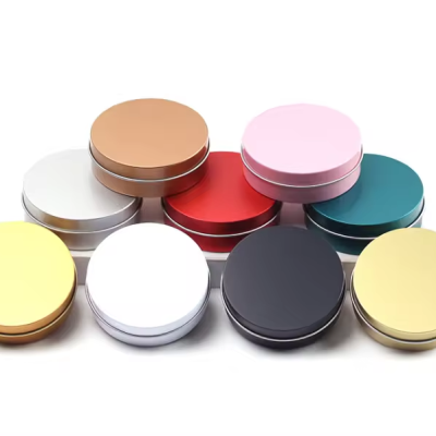 40ml Stainless Steel Round Custom Aluminum White Candle Coin Soap Caviar Tobacco Cookie Box Biscuit Metal Lip Balm Tea Tin