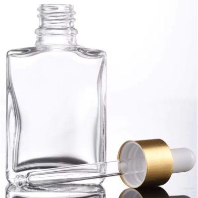 30ml 1oz Luxury Empty square Glass Essential Oil Serum Dropper Bottle for Cosmetic Package