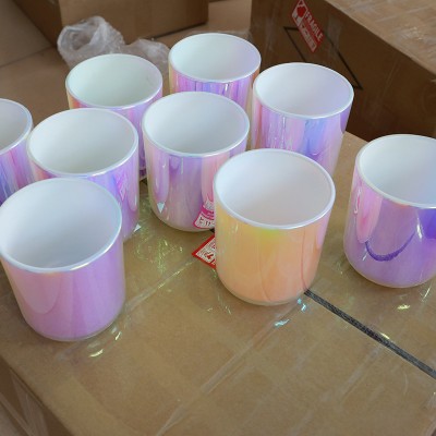 500 ml Luxury 3 Wicks Empty Glass Jar Large Capacity High Quality Fashion Iridescent Candle Jar with Lids