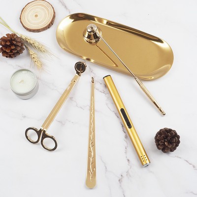 Candle Wick Candle Scissors Snuffer Wick Trimmer Dipper Candle Accessory Set Tools with Electric Lighter