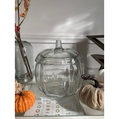 Clear Pumpkin Shaped Glass Candle Jar Holders Empty Lanterns and Candle Jars With Pumpkin Design
