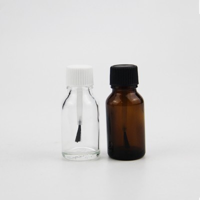 Plastic Glass Transparent Amber Brush Bottle Brush Cap Touch up Glue Paint Bottle Nail Polish Essential Oil Bottle