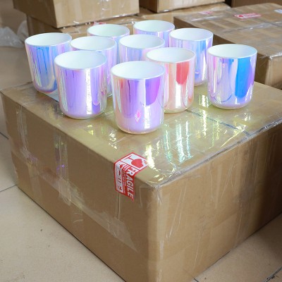 500 ml Luxury 3 Wicks Empty Glass Jar Large Capacity High Quality Fashion Iridescent Candle Jar with Lids