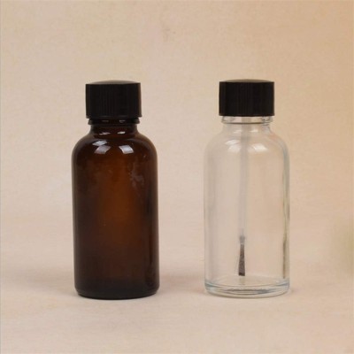 4 Pcs 20ml Empty Refillable Nail Polish Bottles Glass Varnish Containers with Brush Cap for Art