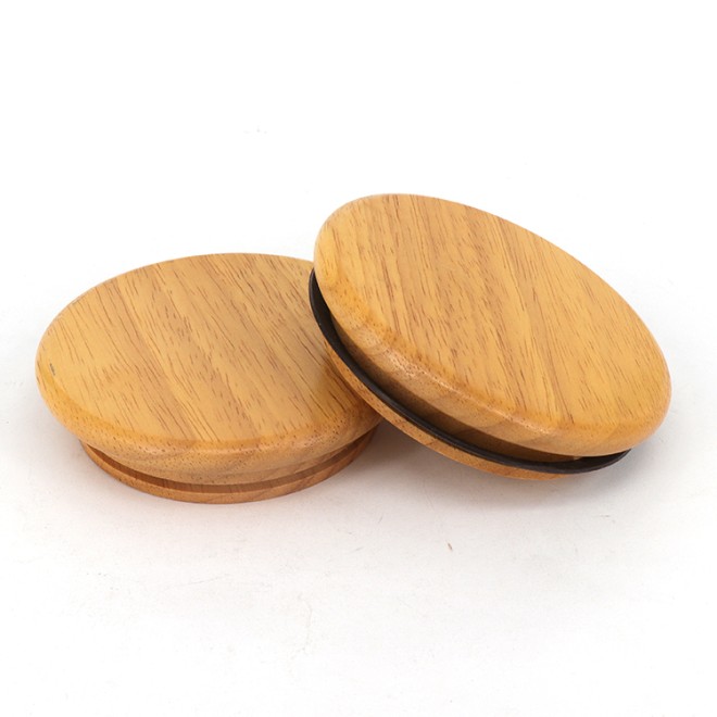 Wholesale Customized Round Rubber Wooden Lids  for Jars Glass Candle Blank Matted Cup Wooden Lid