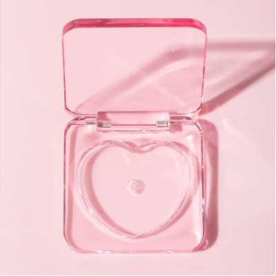 Transparent Plastic Cosmetic Packaging Square Single Color Heart Inner Compartment Eye Shadow Blush Palette Embossing Varnishing