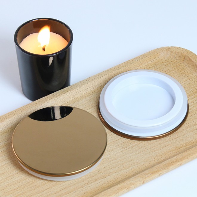 Rose Gold Stainless Steel Candle Lid Metal Storage Jar Lid with Silicone Seal Ring ABS Plastic Screw Cap for Candle Cover