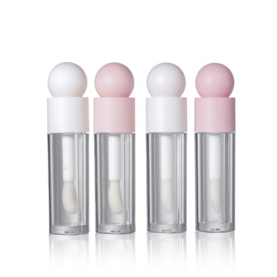 Matte Pink Transparent 5ml Lip Gloss Tube Thick Pole Large Brush Head Lip Glaze Bottle Plastic Cosmetic Bottle Screw