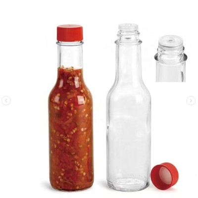 Wholesale Empty 150 Ml 5 Oz Woozy Hot Sauce Bottle Ketchup Sauce Chili Vinegar Glass Bottles With Plastic Cap