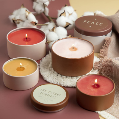 4oz 6oz 8oz 12oz Custom Seamless Colorful Candle Tin Cans Fancy Festival Metal Candle Can Luxury Candle Tin with Lid 4oz