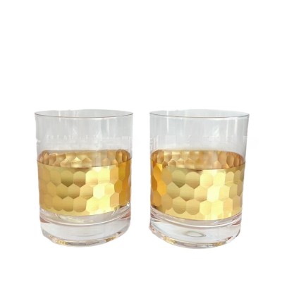 Ins Simple Hammer Glass Crystal Light Luxury High-end Honeycomb Rose Gold Wine