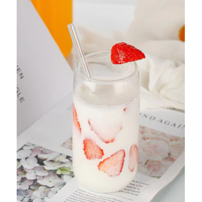Glass Cups With Bamboo Lids and Straws 4pcs Set 16oz Wide Mouth Drinking Mason Glass Tumbler Reusable Beer Cans With 2 Brushes