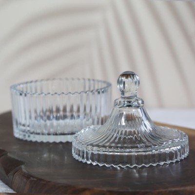 Luxury Crystal Glass Candle Jars - Clear Round Bottom, 10oz (300ml), Empty Vessel Holders With Glass Lids