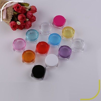 3G/5G Cream Bottle Square Bottom Gold Powder Cosmetics Trial Eye Shadow Box Manicure Bottled Plastic Acrylic Cap Material-PS