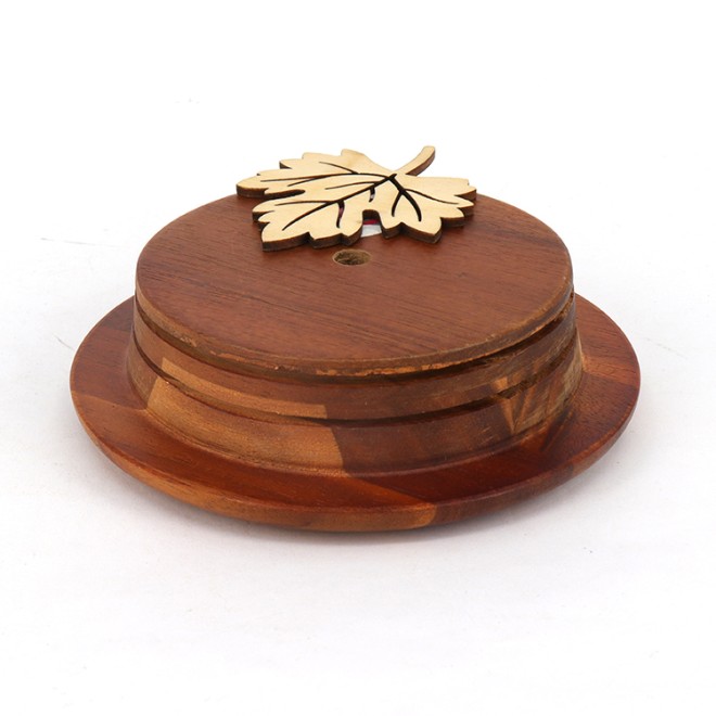Custom China Gold Supplier Folk Art Acacia Wooden Lids for Jars Laser Painted Model Candle Holders and Board Folk Art Style