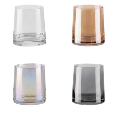 In Stock Colorful Trapezoidal Cup Heat Resistant Electroplated Candle Glass Bare Wholesale