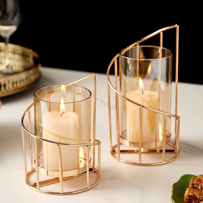 Hot Selling Crystal Golden New Design Round Home Party Wedding Decoration Transparent Light Luxury Glass Candle Jar