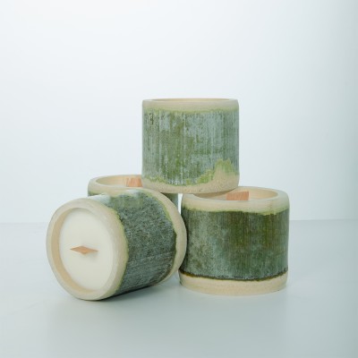 Fall House Home Decor Fragrance Wooden champagne Toast Candlewick Natural Bamboo Tube Soy Wax Scent Candle Jar Bamboo Candles