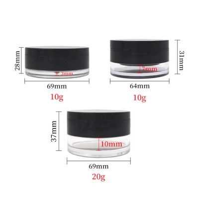 Wholesale 6g Plastic Powder Jar 10g 20g Flip Lid Loose Powder Box with Mirror for Setting Makeup