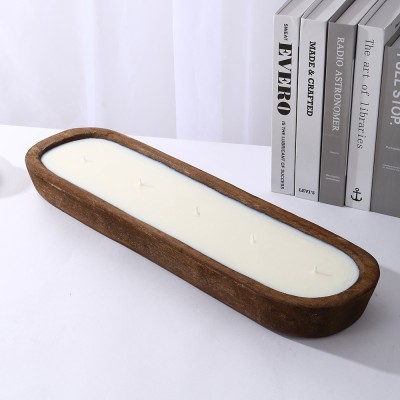 Handmade Multiple Wicks Candle Big Candle Jars Luxury Big White Multi-Wick Wooden Basin Scented Candle