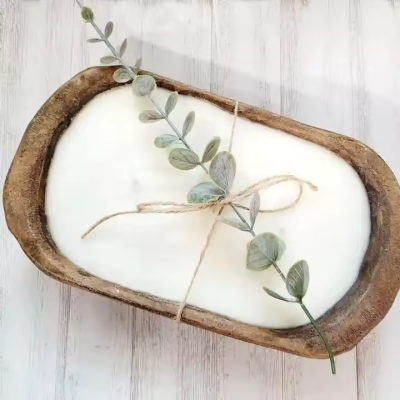 Farmhouse Brown Rustic Wooden Dough Bowl Customizable Logo Glass Tealight Candle Jar Home Decoration Wholesale Lantern Type