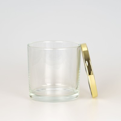 Custom Luxury Shiny Gold Plated Candle Jar Lid Metal Gold Candle Lid with Silicone Sealing Ring