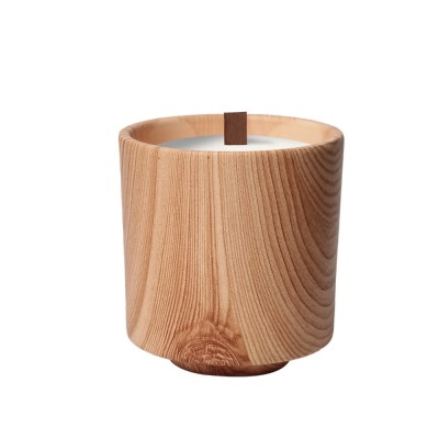 Custom Size Wood Grain Design Ceramic Empty Candle Container Vessels Jar for Scented Candle Making