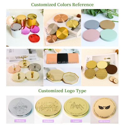 Custom Logo Brand Metal Candle Lid Shiny Gold Silver Black Decorative Scented Candle Jars Lid Dust Proof to Maintain Fragrance