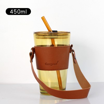 Cup Internet Popular High Color Value Glass Water Ins Style Portable Suction with Lid Heat Insulation Office Coff