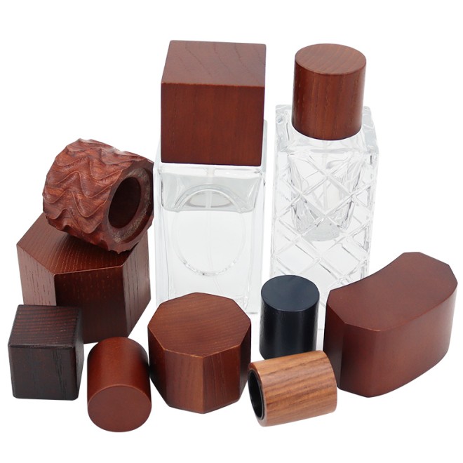 Vietnam Wholesale Natural Cork Bamboo Glass Perfume Bottle Seal Cap Wooden Lid