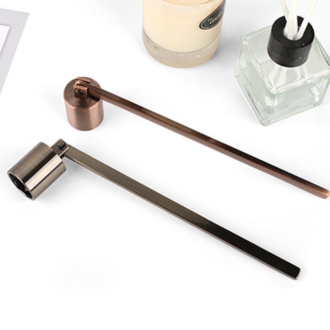 Golden Scented Candle Extinguisher Bell Shaped Stainless Steel Long Handle Candles Accessories Tools Candle Wick Snuffer