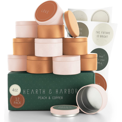 4oz 6oz 8oz 12oz Custom Seamless Colorful Candle Tin Cans Fancy Festival Metal Candle Can Luxury Candle Tin with Lid 4oz
