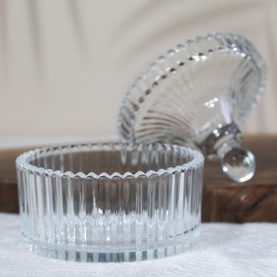 Luxury Crystal Glass Candle Jars - Clear Round Bottom, 10oz (300ml), Empty Vessel Holders With Glass Lids