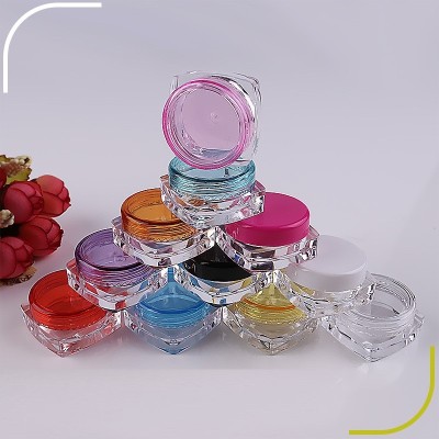 3G/5G Cream Bottle Square Bottom Gold Powder Cosmetics Trial Eye Shadow Box Manicure Bottled Plastic Acrylic Cap Material-PS